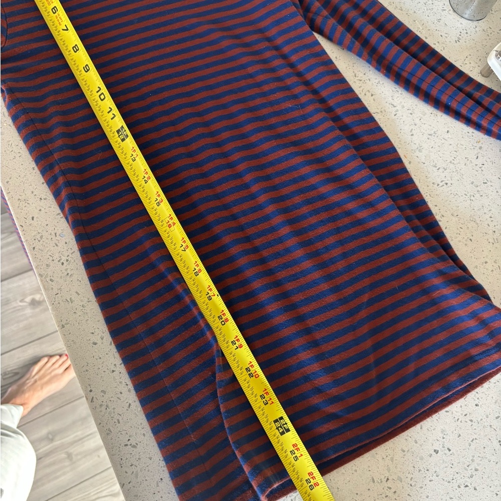 Theory Blue and Red Striped Long Sleeve Tee